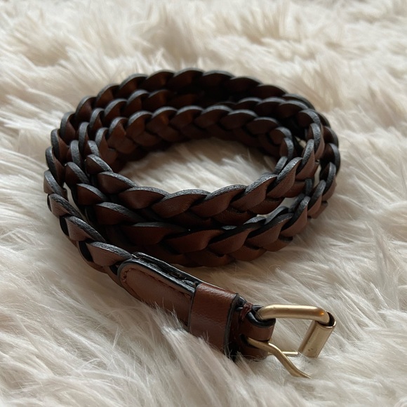 Genuine Leather Braided Brown Belt - Picture 3 of 5